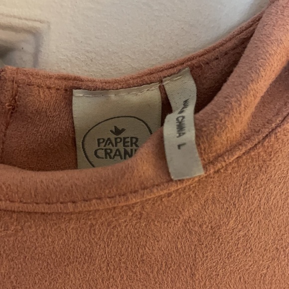 Paper Crane blush Sleeveless Racerback fit and flare Faux Suede Back Zip Dress - Picture 4 of 8